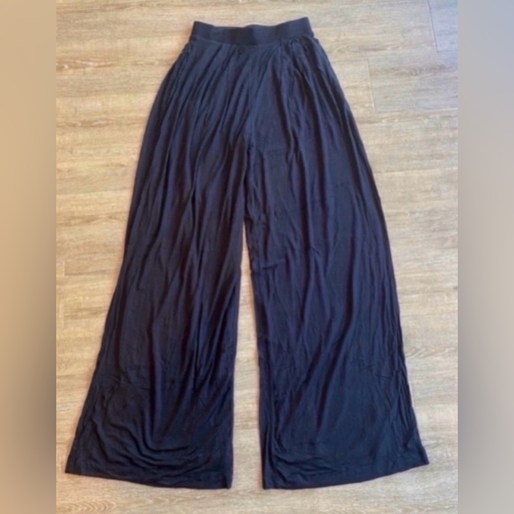 Women’s Black Self-Double Layer Wide Leg Pants Small - Picture 2 of 4